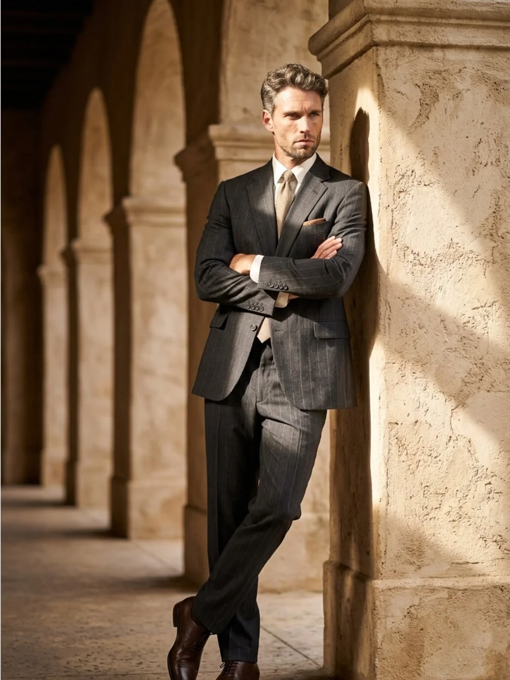 Tailored Charcoal Pinstripe Suit - Elegant Men's Two-Piece☑️